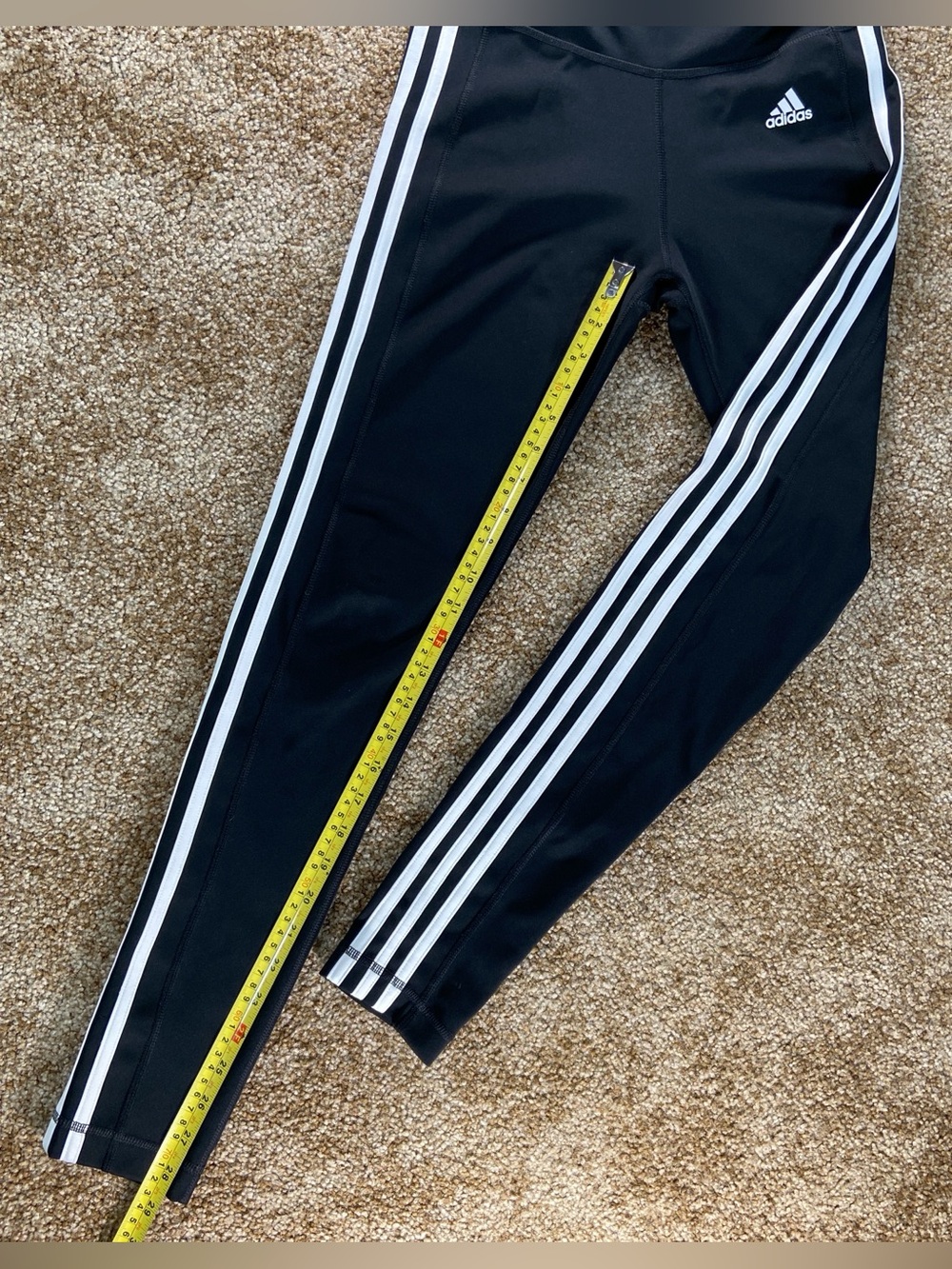 Adidas Climalite Black 3-Stripe High Rise Leggings Women’s Small Activewear - Picture 6 of 13